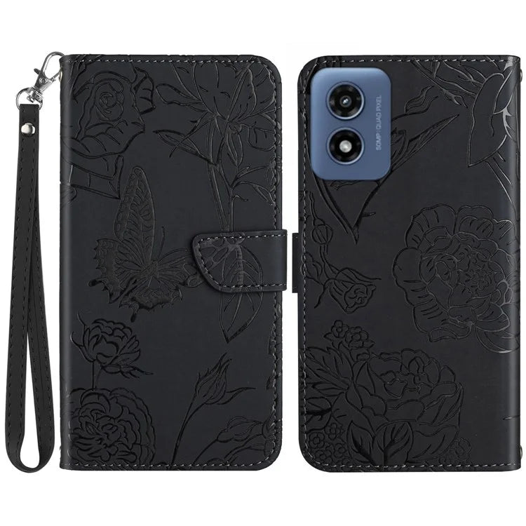 HT03 For Motorola Moto G Play 5G (2024) / Moto G 5G (2024) Case Leather Phone Cover with Hand Strap