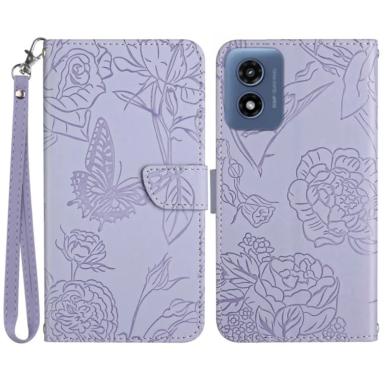 HT03 For Motorola Moto G Play 5G (2024) / Moto G 5G (2024) Case Leather Phone Cover with Hand Strap