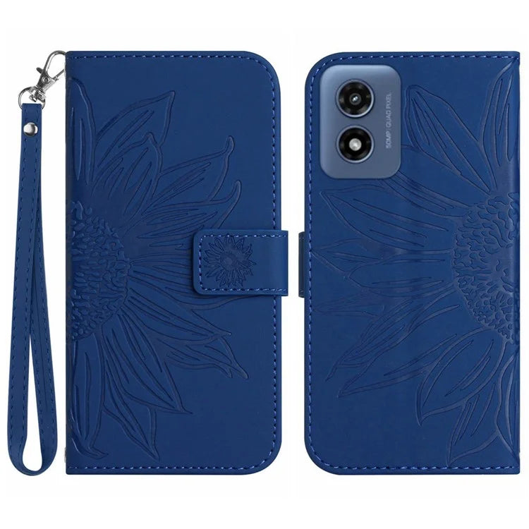 HT04 For Motorola Moto G Play 5G (2024) / Moto G 5G (2024) Leather Phone Case with Wrist Strap
