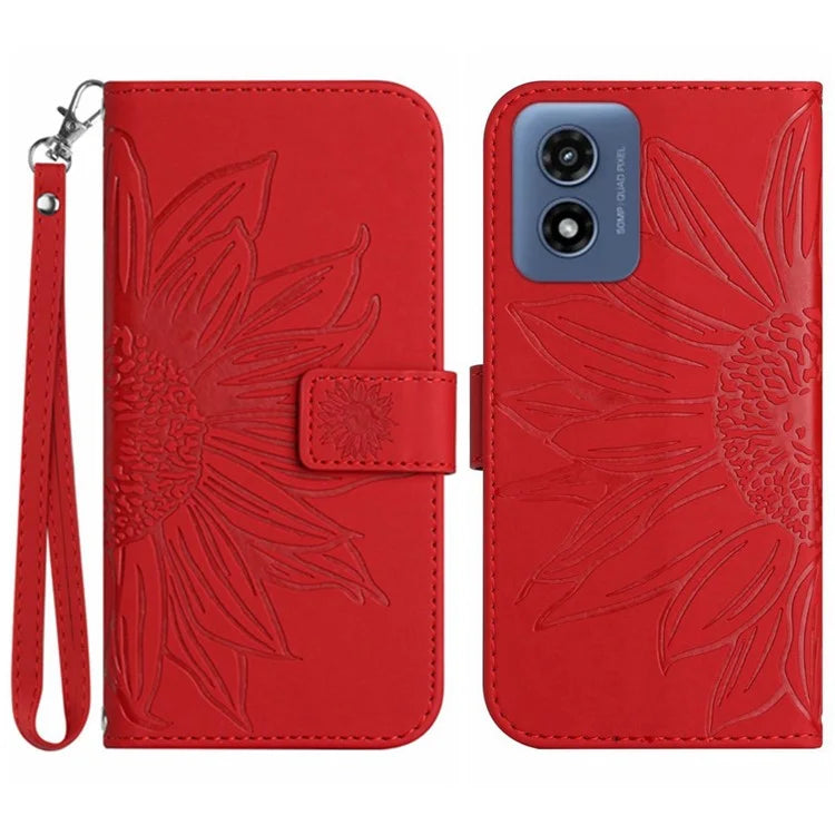 HT04 For Motorola Moto G Play 5G (2024) / Moto G 5G (2024) Leather Phone Case with Wrist Strap