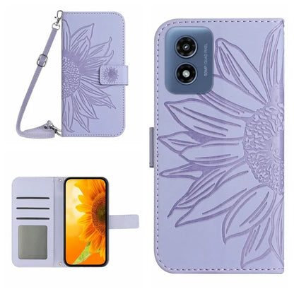 HT04 For Motorola Moto G Play 5G (2024) / Moto G 5G (2024) Leather Case with Shoulder Strap Phone Wallet