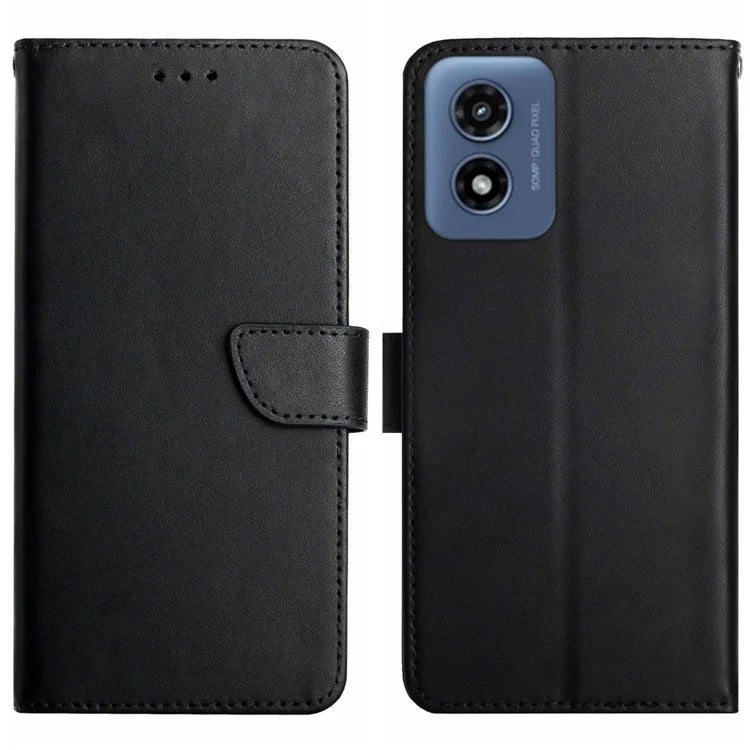 HT02 For Motorola Moto G Play 5G (2024) / Moto G 5G (2024) Wallet Case Genuine Cow Leather Cover