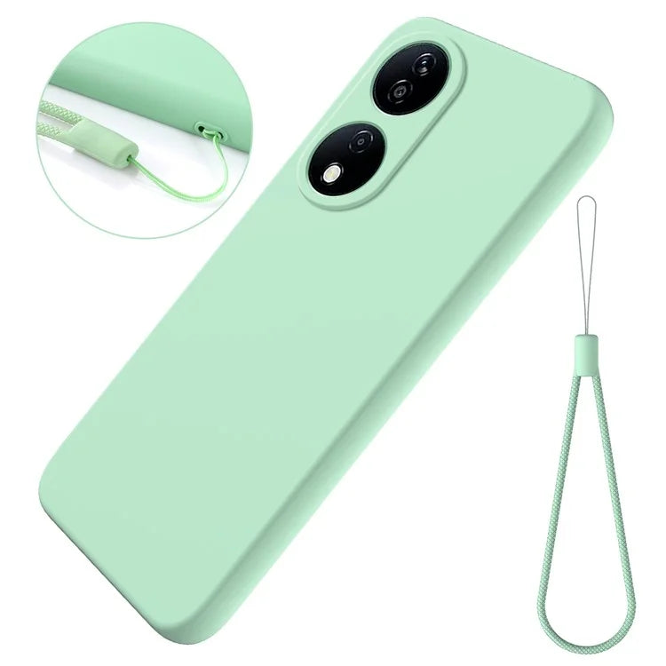 For Honor Play 50 Plus 5G / X7b 4G Liquid Silicone Case with Strap Anti-scratch Cover