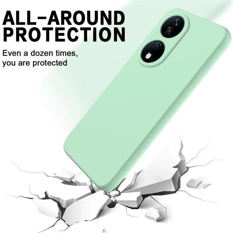 For Honor Play 50 Plus 5G / X7b 4G Liquid Silicone Case with Strap Anti-scratch Cover