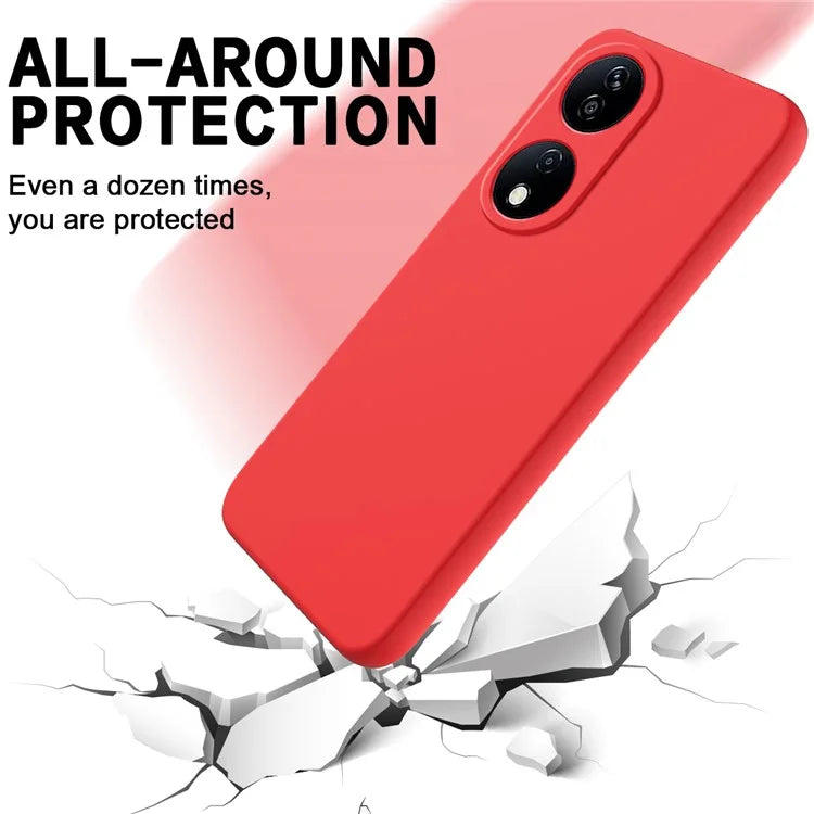 For Honor Play 50 Plus 5G / X7b 4G Liquid Silicone Case with Strap Anti-scratch Cover