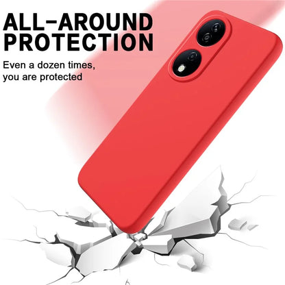 For Honor Play 50 Plus 5G / X7b 4G Liquid Silicone Case with Strap Anti-scratch Cover