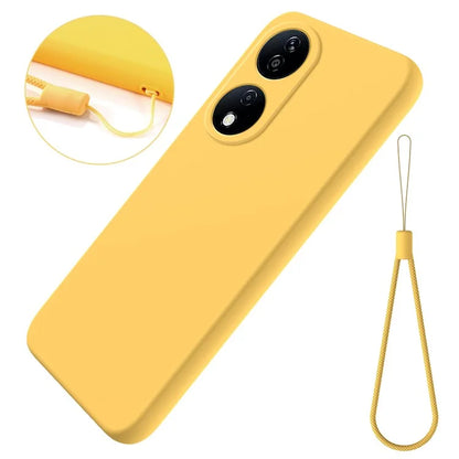 For Honor Play 50 Plus 5G / X7b 4G Liquid Silicone Case with Strap Anti-scratch Cover