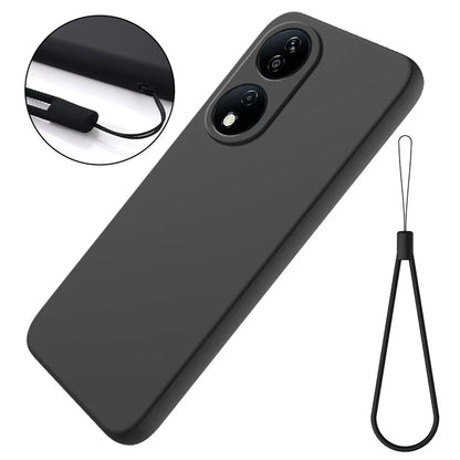 For Honor Play 50 Plus 5G / X7b 4G Liquid Silicone Case with Strap Anti-scratch Cover
