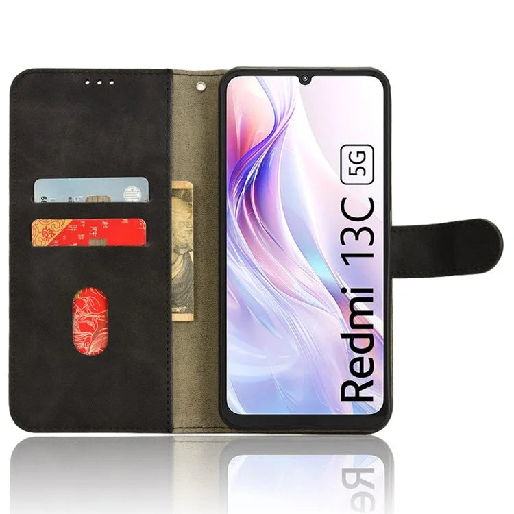 For Xiaomi Redmi 13C 5G Skin-Feel Leather Case Wallet Stand Phone Cover