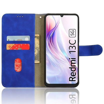 For Xiaomi Redmi 13C 5G Skin-Feel Leather Case Wallet Stand Phone Cover