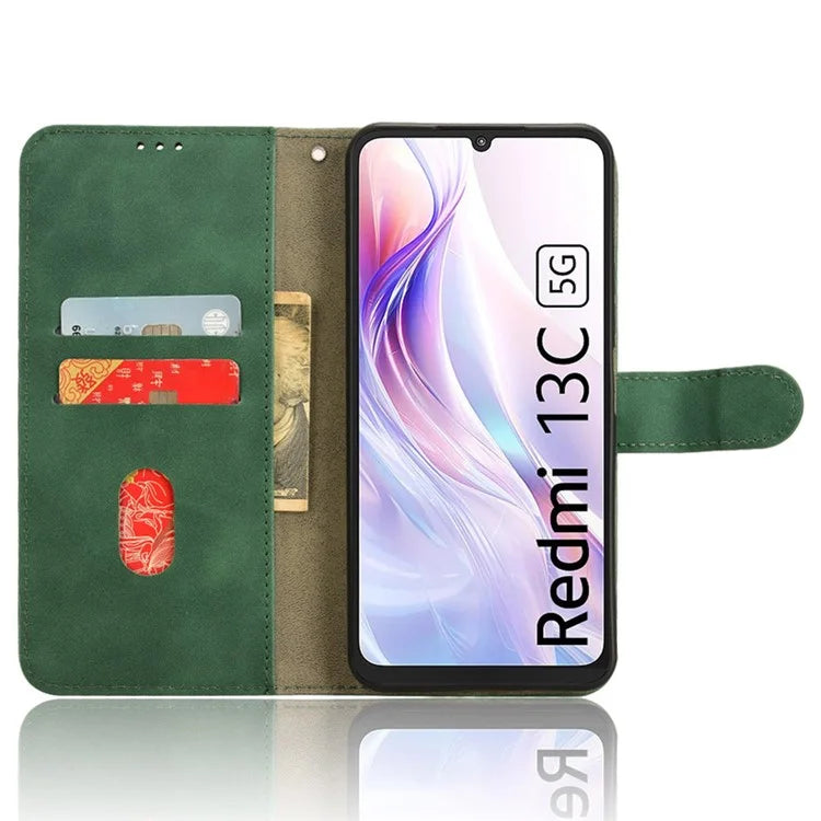 For Xiaomi Redmi 13C 5G Skin-Feel Leather Case Wallet Stand Phone Cover