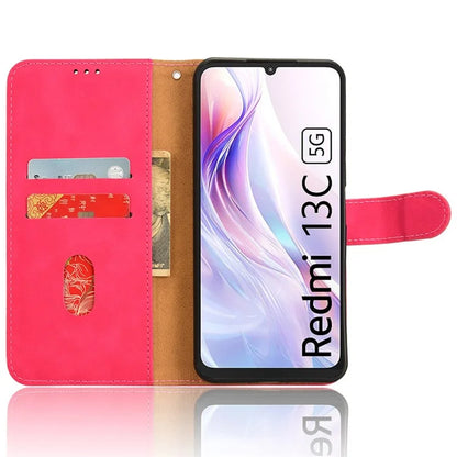 For Xiaomi Redmi 13C 5G Skin-Feel Leather Case Wallet Stand Phone Cover