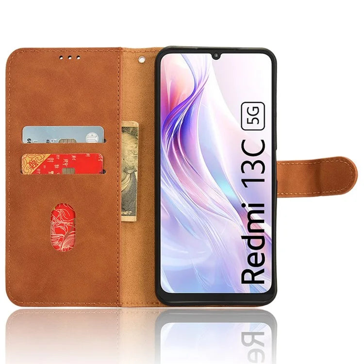 For Xiaomi Redmi 13C 5G Skin-Feel Leather Case Wallet Stand Phone Cover