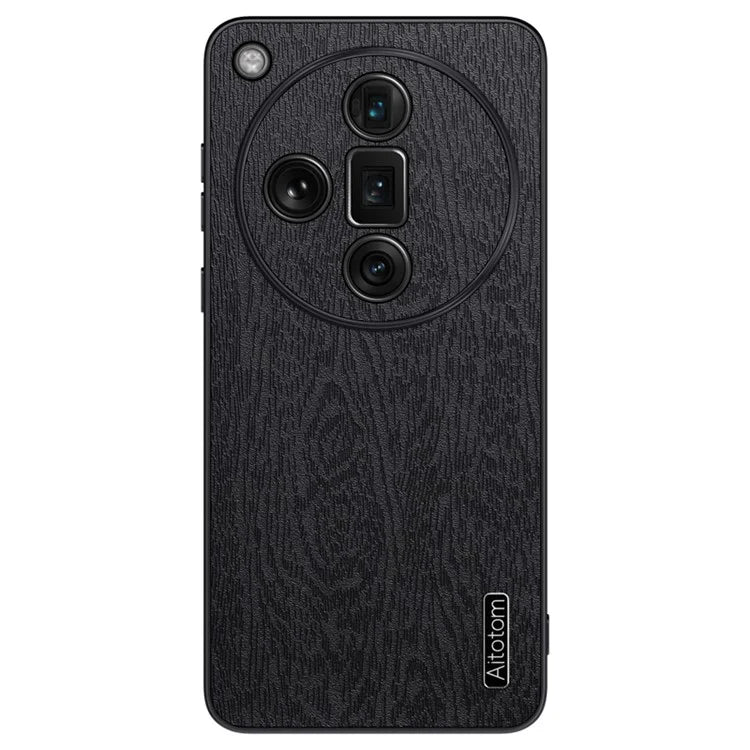 For Oppo Find X7 Ultra Case Scratch-Proof Wood Grain PU+PC+TPU Phone Shell