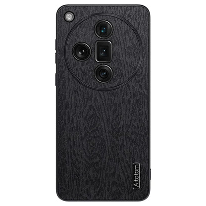 For Oppo Find X7 Ultra Case Scratch-Proof Wood Grain PU+PC+TPU Phone Shell