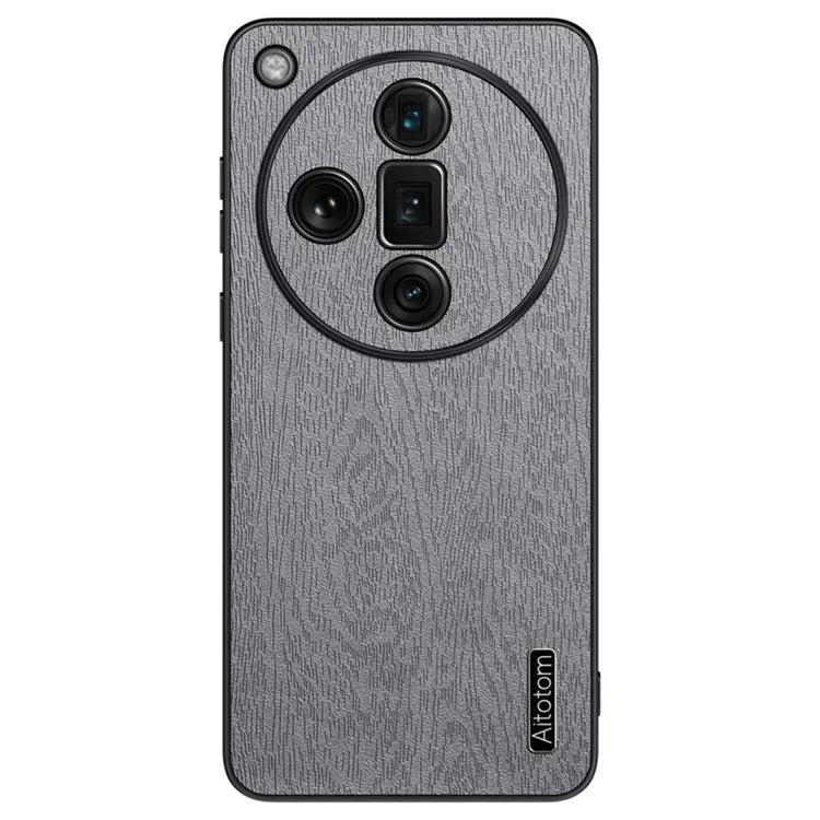 For Oppo Find X7 Ultra Case Scratch-Proof Wood Grain PU+PC+TPU Phone Shell