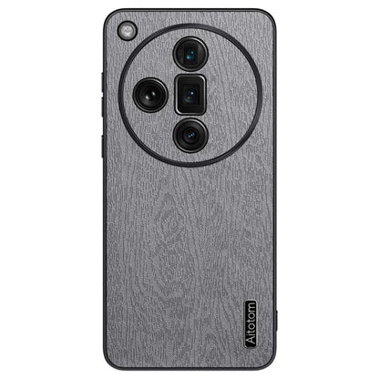 For Oppo Find X7 Ultra Case Scratch-Proof Wood Grain PU+PC+TPU Phone Shell