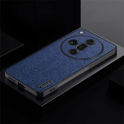 For Oppo Find X7 Ultra Case Scratch-Proof Wood Grain PU+PC+TPU Phone Shell