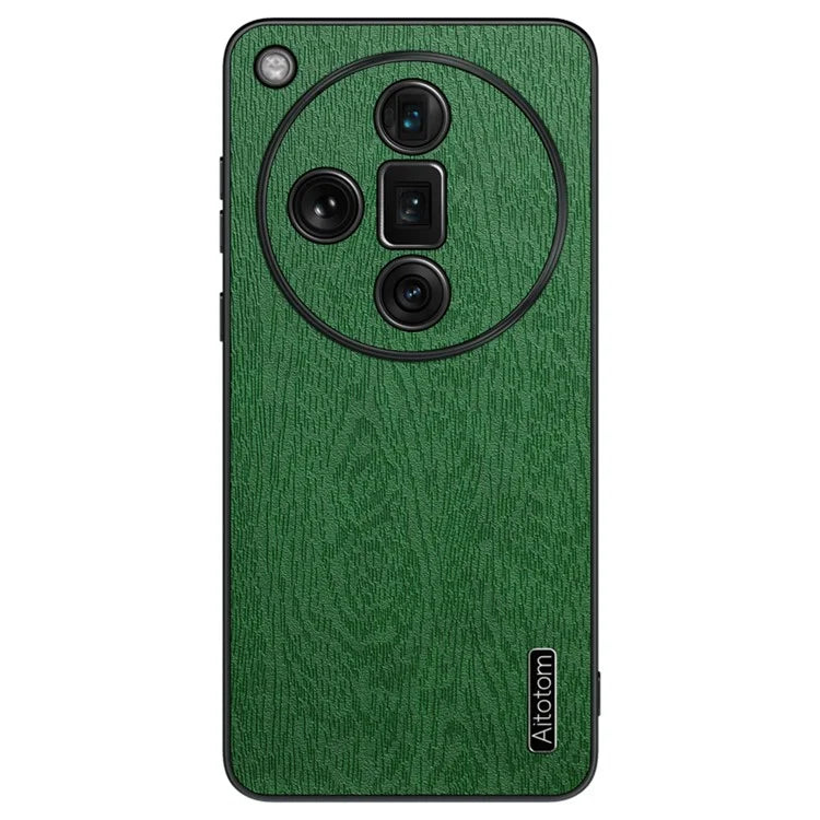 For Oppo Find X7 Ultra Case Scratch-Proof Wood Grain PU+PC+TPU Phone Shell