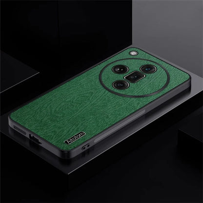 For Oppo Find X7 Ultra Case Scratch-Proof Wood Grain PU+PC+TPU Phone Shell