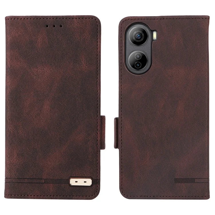 For ZTE Libero 5G IV Magnetic Phone Case Leather Hardware Decor Cover