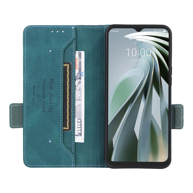 For ZTE Libero 5G IV Magnetic Phone Case Leather Hardware Decor Cover