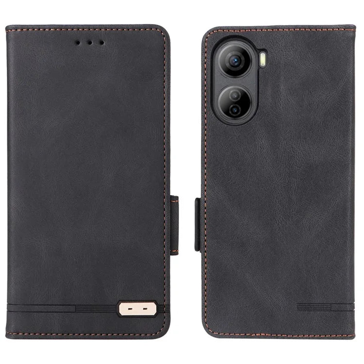 For ZTE Libero 5G IV Magnetic Phone Case Leather Hardware Decor Cover