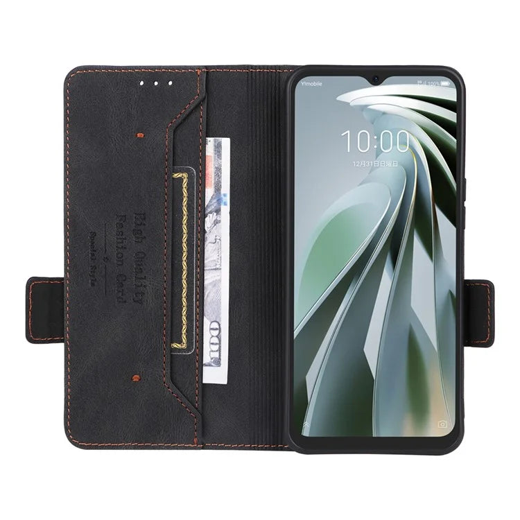For ZTE Libero 5G IV Magnetic Phone Case Leather Hardware Decor Cover