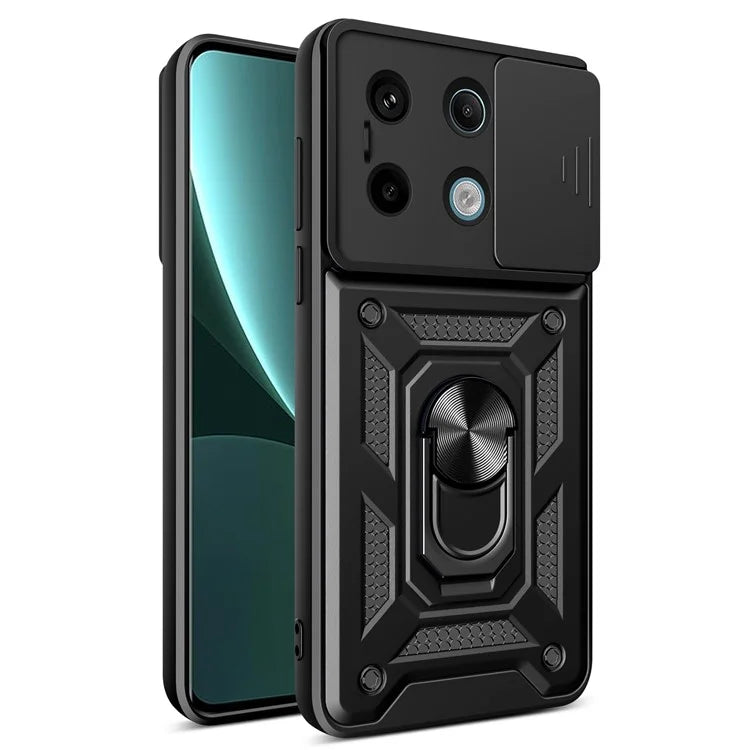 For Xiaomi Redmi Note 13 Pro 5G / Poco X6 5G Case Kickstand Slide Lens Window Phone Cover