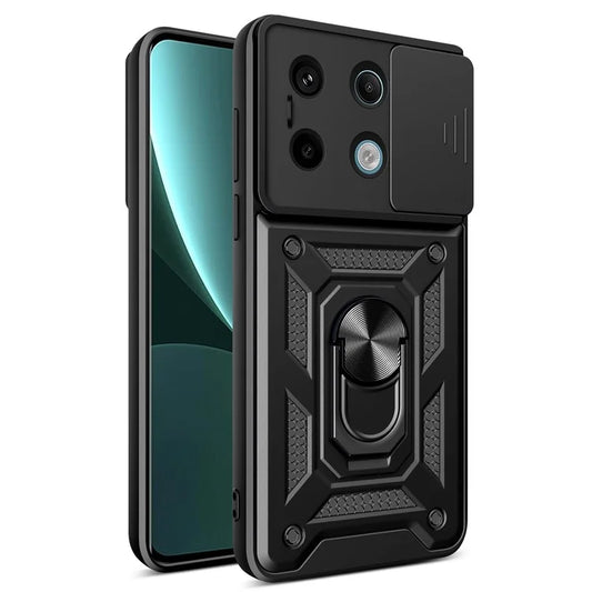 For Xiaomi Redmi Note 13 Pro 5G / Poco X6 5G Case Kickstand Slide Lens Window Phone Cover