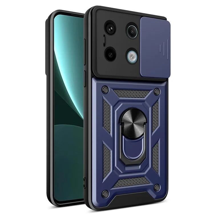 For Xiaomi Redmi Note 13 Pro 5G / Poco X6 5G Case Kickstand Slide Lens Window Phone Cover