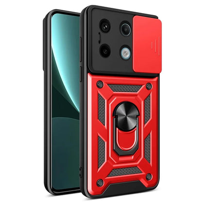 For Xiaomi Redmi Note 13 Pro 5G / Poco X6 5G Case Kickstand Slide Lens Window Phone Cover