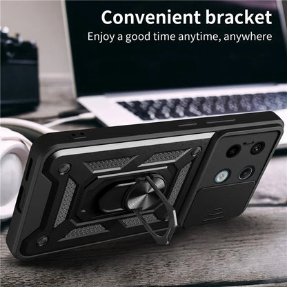 For Xiaomi Redmi Note 13 Pro 5G / Poco X6 5G Case Kickstand Slide Lens Window Phone Cover