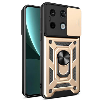 For Xiaomi Redmi Note 13 Pro 5G / Poco X6 5G Case Kickstand Slide Lens Window Phone Cover