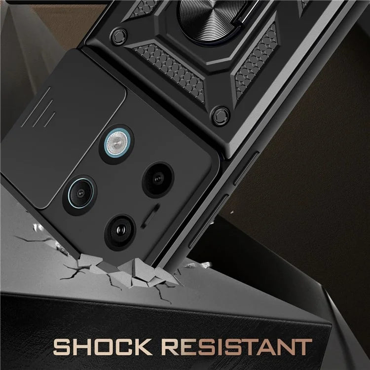 For Xiaomi Redmi Note 13 Pro 5G / Poco X6 5G Case Kickstand Slide Lens Window Phone Cover
