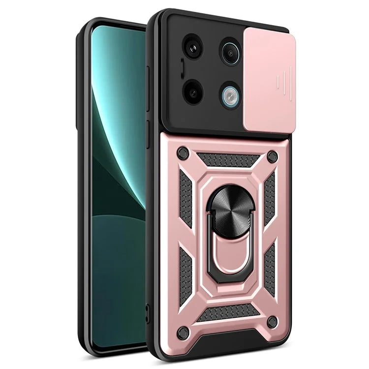 For Xiaomi Redmi Note 13 Pro 5G / Poco X6 5G Case Kickstand Slide Lens Window Phone Cover