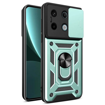 For Xiaomi Redmi Note 13 Pro 5G / Poco X6 5G Case Kickstand Slide Lens Window Phone Cover