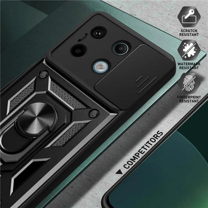 For Xiaomi Redmi Note 13 Pro 5G / Poco X6 5G Case Kickstand Slide Lens Window Phone Cover