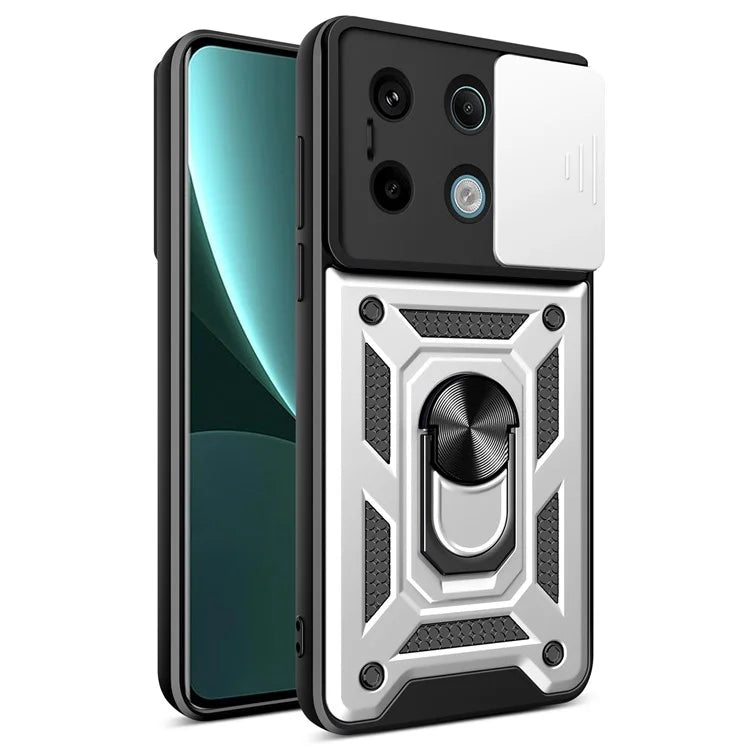 For Xiaomi Redmi Note 13 Pro 5G / Poco X6 5G Case Kickstand Slide Lens Window Phone Cover