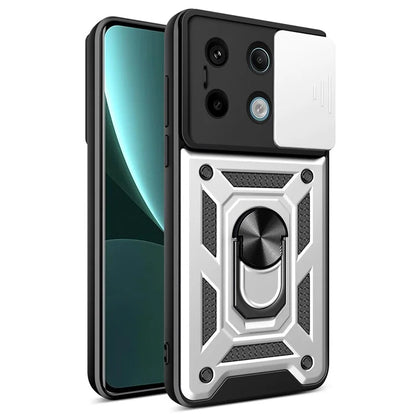 For Xiaomi Redmi Note 13 Pro 5G / Poco X6 5G Case Kickstand Slide Lens Window Phone Cover