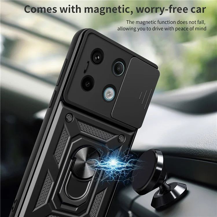 For Xiaomi Redmi Note 13 Pro 5G / Poco X6 5G Case Kickstand Slide Lens Window Phone Cover