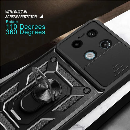For Xiaomi Redmi Note 13 Pro 5G / Poco X6 5G Case Kickstand Slide Lens Window Phone Cover