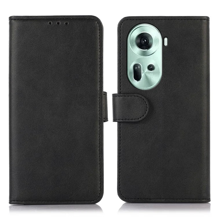 For Oppo Reno11 5G (Global) Wallet Case Leather Cowhide Texture Cell Phone Cover