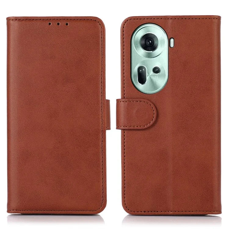 For Oppo Reno11 5G (Global) Wallet Case Leather Cowhide Texture Cell Phone Cover