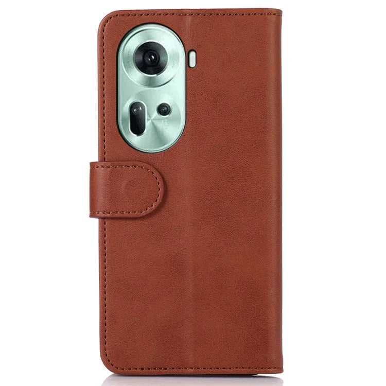 For Oppo Reno11 5G (Global) Wallet Case Leather Cowhide Texture Cell Phone Cover