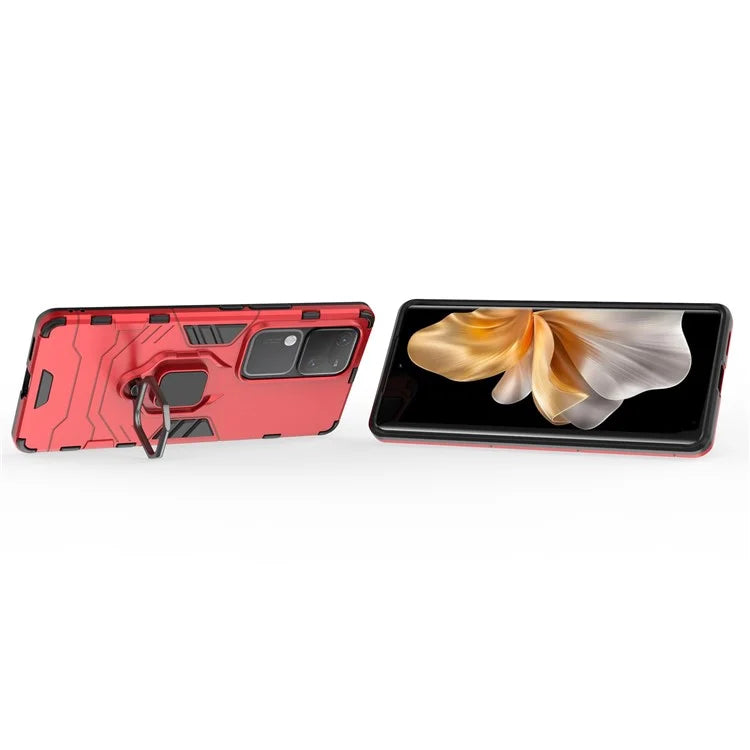 For vivo S18 5G Case Ring Kickstand PC + TPU Anti-scratch Phone Shell