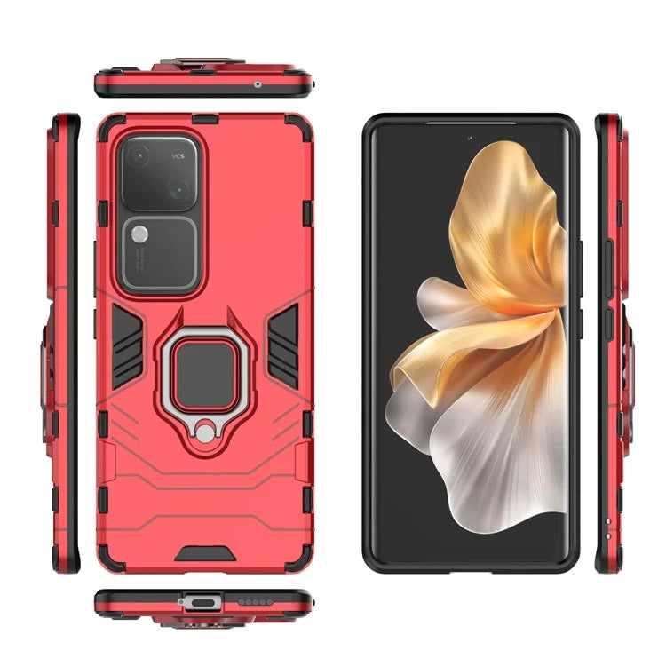For vivo S18 5G Case Ring Kickstand PC + TPU Anti-scratch Phone Shell