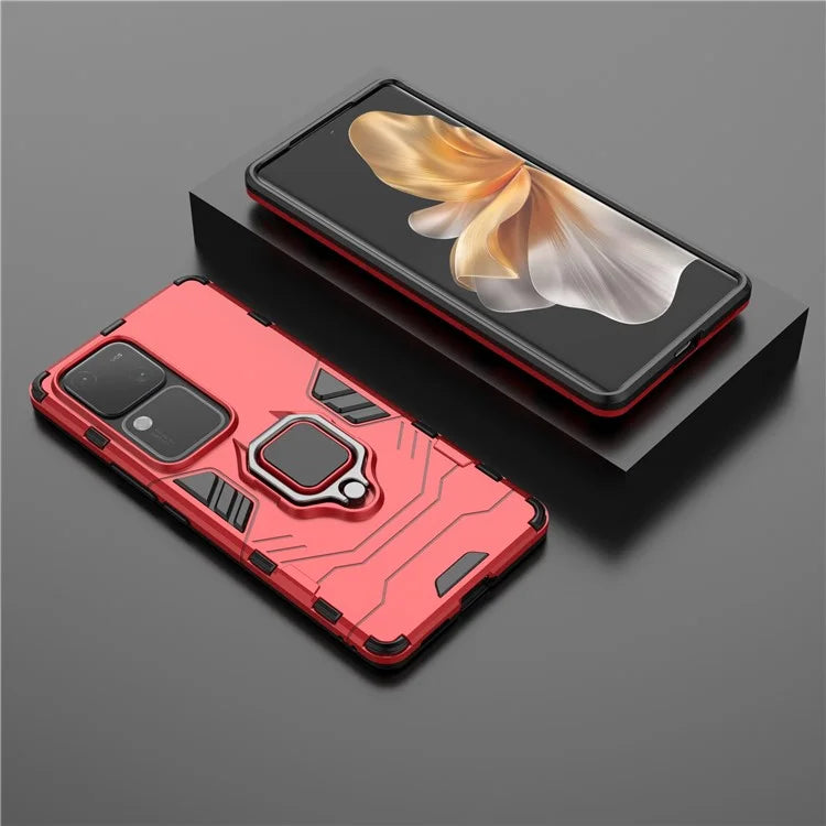 For vivo S18 5G Case Ring Kickstand PC + TPU Anti-scratch Phone Shell
