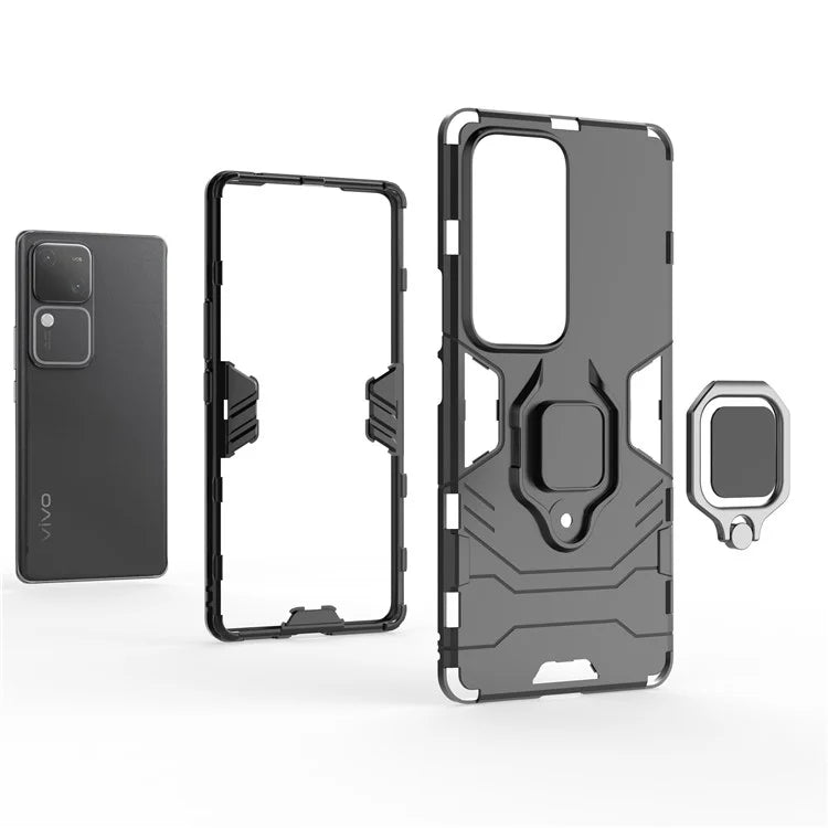 For vivo S18 5G Case Ring Kickstand PC + TPU Anti-scratch Phone Shell