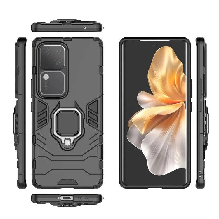 For vivo S18 5G Case Ring Kickstand PC + TPU Anti-scratch Phone Shell